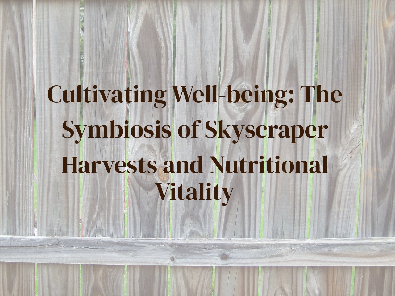 Cultivating Well-being: The Symbiosis of Skyscraper Harvests and Nutritional Vitality
